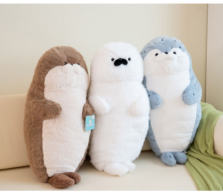 Wholesale Blue White Sea Otter Cute Simulation Seal Plush Stuffed Animals Toys Pillow Cushion Birthday Gift Kids Toys 15