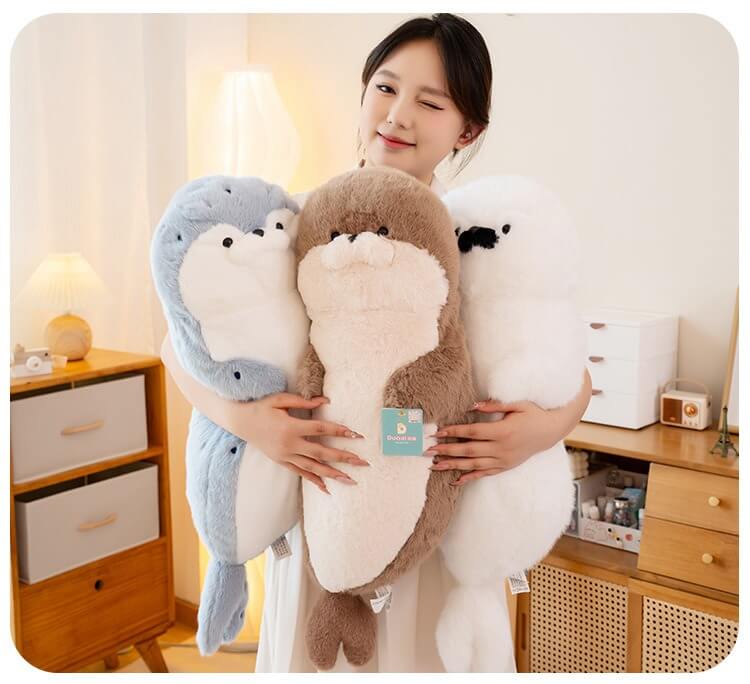 Wholesale Blue White Sea Otter Cute Simulation Seal Plush Stuffed Animals Toys Pillow Cushion Birthday Gift Kids Toys 14