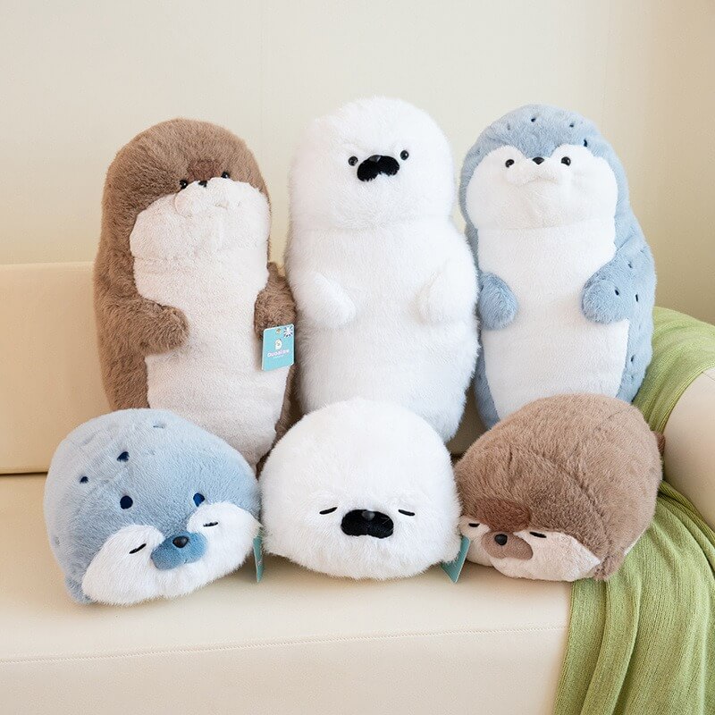 Wholesale Blue White Sea Otter Cute Simulation Seal Plush Stuffed Animals Toys Pillow Cushion Birthday Gift Kids Toys 13
