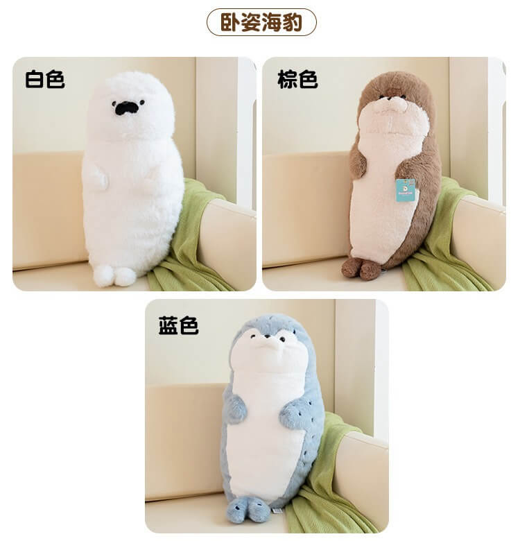 Wholesale Blue White Sea Otter Cute Simulation Seal Plush Stuffed Animals Toys Pillow Cushion Birthday Gift Kids Toys 19