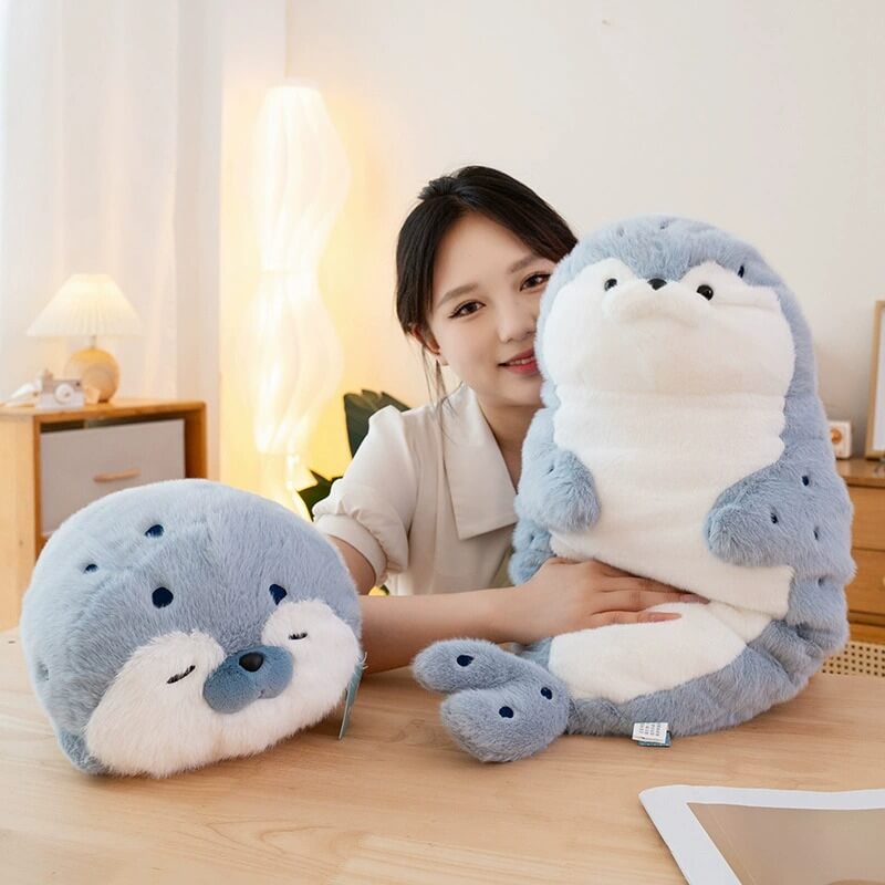 Wholesale Blue White Sea Otter Cute Simulation Seal Plush Stuffed Animals Toys Pillow Cushion Birthday Gift Kids Toys 16