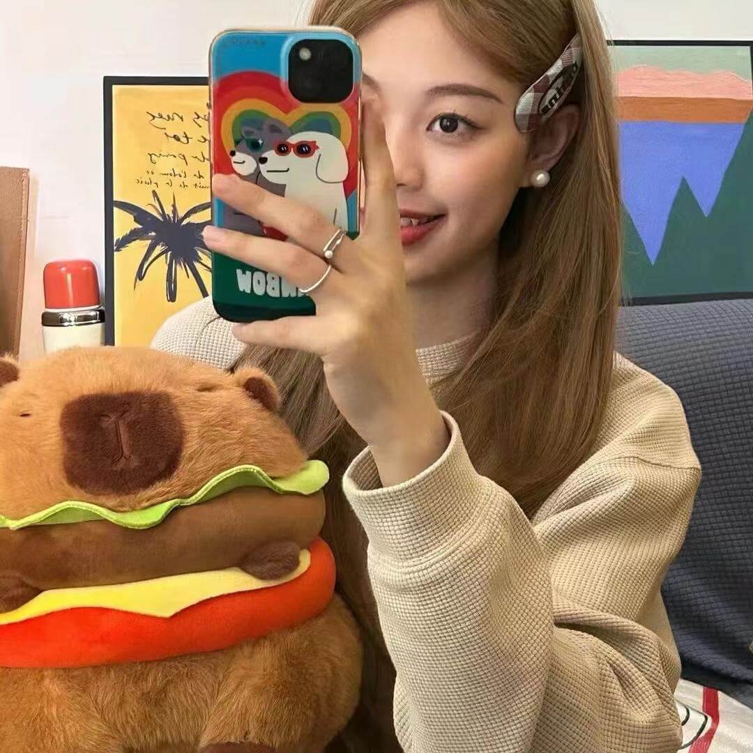 Peluche Hamburger Capybara de 25 cm, simulation Capybara, jouet moelleux style anime, peluche kawaii, animal en peluche mignon, cadeau pour enfant 16