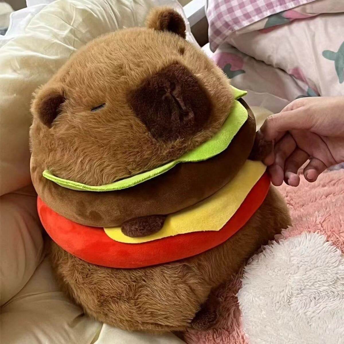 Peluche Hamburger Capybara de 25 cm, simulation Capybara, jouet moelleux style anime, peluche kawaii, animal en peluche mignon, cadeau pour enfant 19