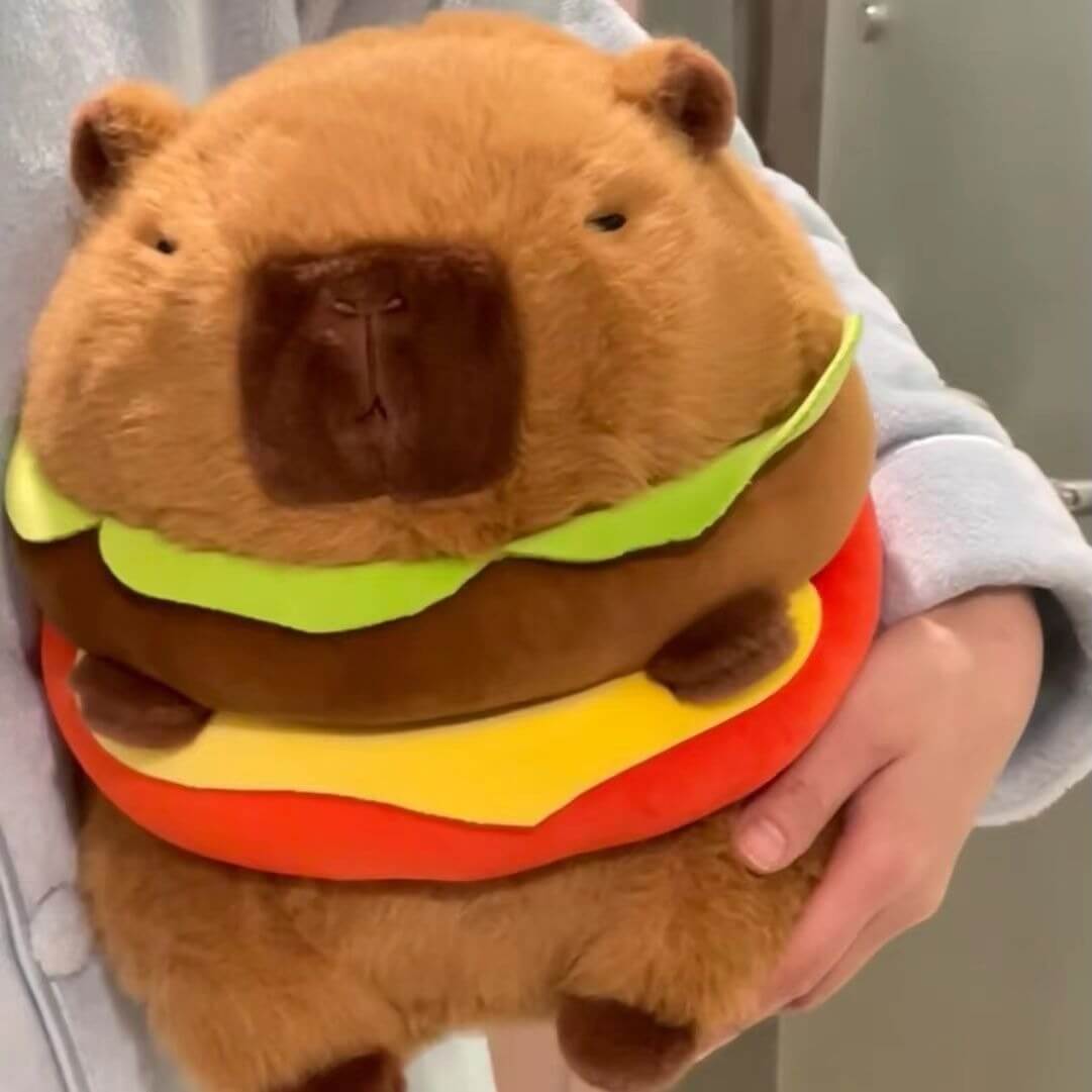Peluche Hamburger Capybara de 25 cm, simulation Capybara, jouet moelleux style anime, peluche kawaii, animal en peluche mignon, cadeau pour enfant 15