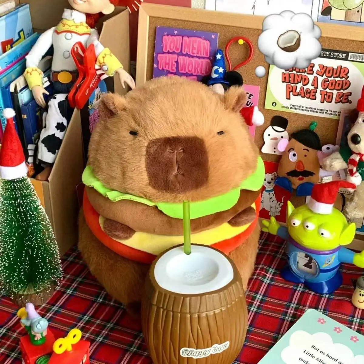 Peluche Hamburger Capybara de 25 cm, simulation Capybara, jouet moelleux style anime, peluche kawaii, animal en peluche mignon, cadeau pour enfant 1