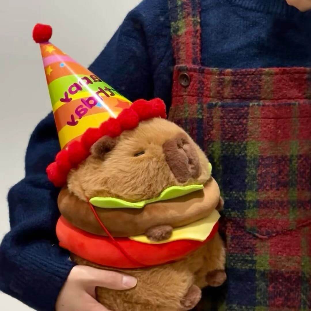 Peluche Hamburger Capybara de 25 cm, simulation Capybara, jouet moelleux style anime, peluche kawaii, animal en peluche mignon, cadeau pour enfant 17