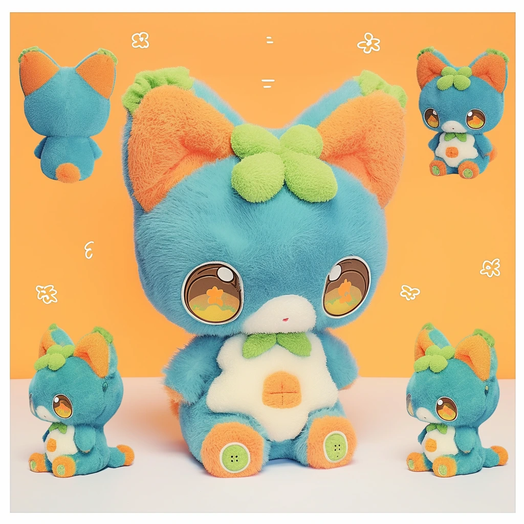 Factory Price Custom High Quality Orange and Green Cat Plush Toys Stuffed Animals Toys Oem Odm Mascot Plush 1