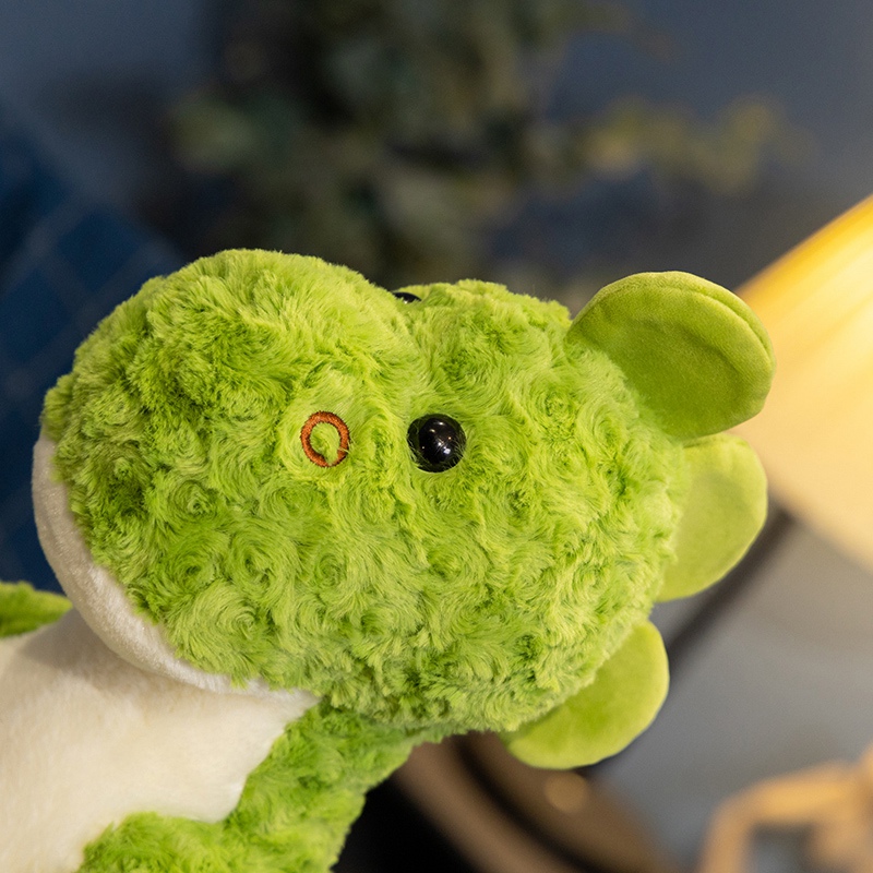 Factory direct sales of dragon plushie toy with green twisted flower velvet and cute design, as a gift for children 15