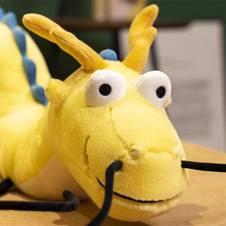 New Stuffed Animal Yellow Dragon Plushie Soft Lazy And Wave Chinese Dragon Plush Toy Mascot Cartoon Long Throw Pillow 14