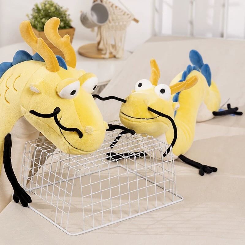 New Stuffed Animal Yellow Dragon Plushie Soft Lazy And Wave Chinese Dragon Plush Toy Mascot Cartoon Long Throw Pillow 20
