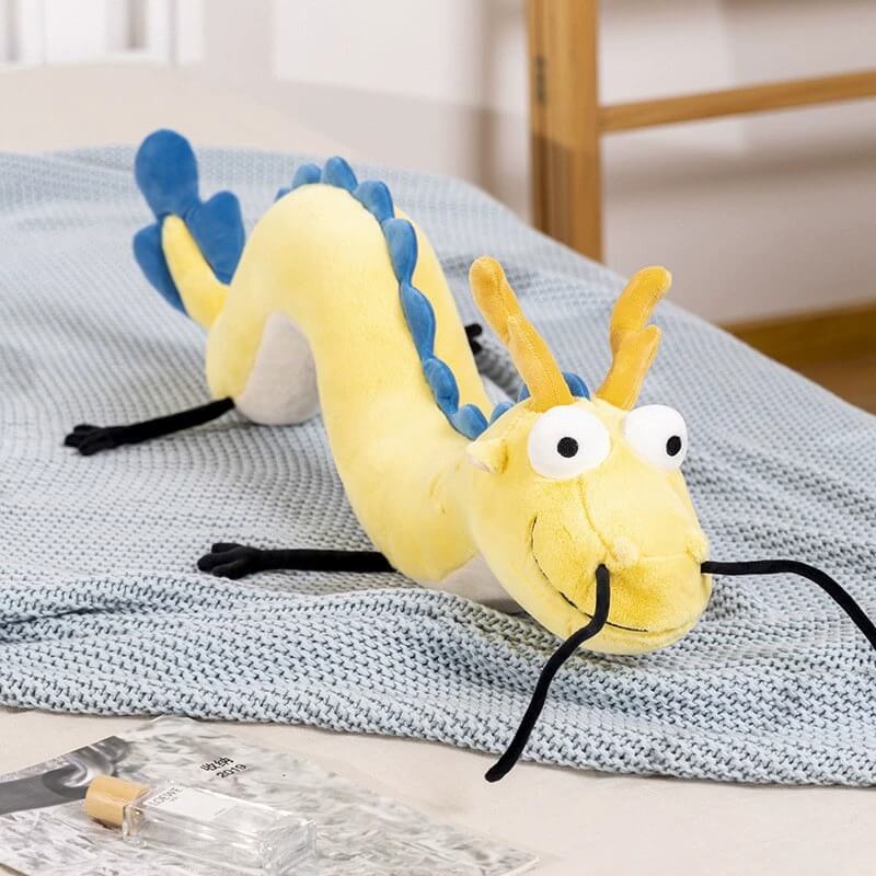 New Stuffed Animal Yellow Dragon Plushie Soft Lazy And Wave Chinese Dragon Plush Toy Mascot Cartoon Long Throw Pillow 18
