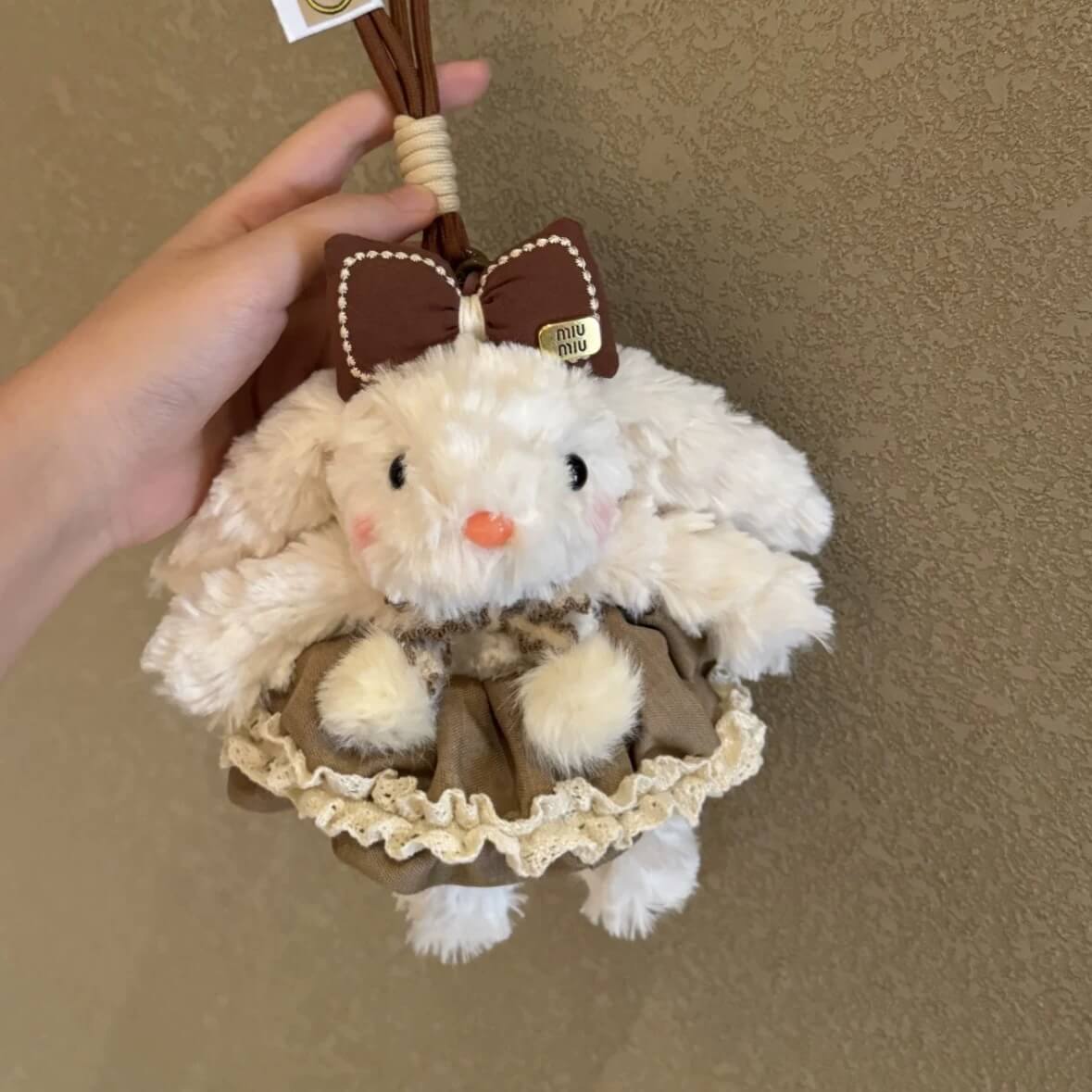 Wholesale Cute Style Bunny Plush Toy Sweet Pendant Stuffed Keychain Long Ears Soft Rabbit Plush Doll  Ornament Gift 12