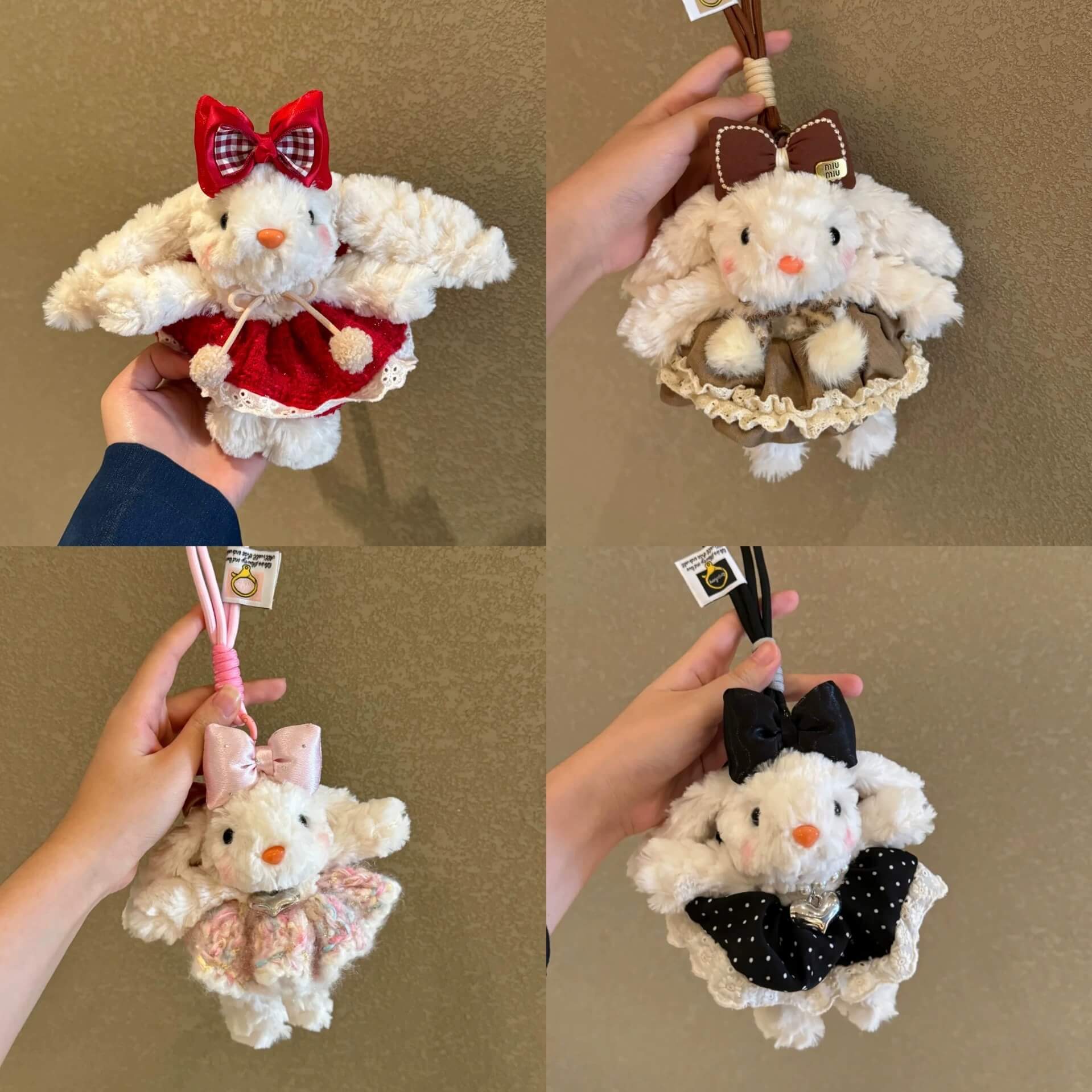 Wholesale Cute Style Bunny Plush Toy Sweet Pendant Stuffed Keychain Long Ears Soft Rabbit Plush Doll  Ornament Gift 11