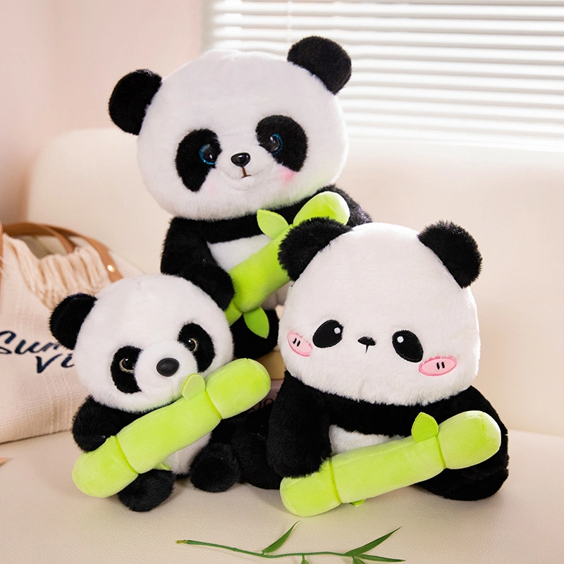 Factory direct sales of panda plush toy holding bamboo, unique design of panda for children to accompany and comfort 1