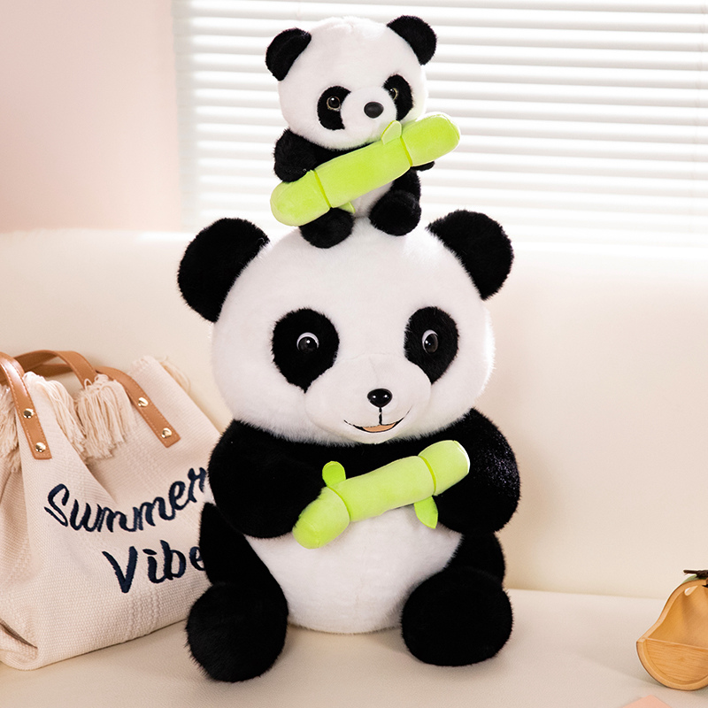Factory direct sales of panda plush toy holding bamboo, unique design of panda for children to accompany and comfort 12