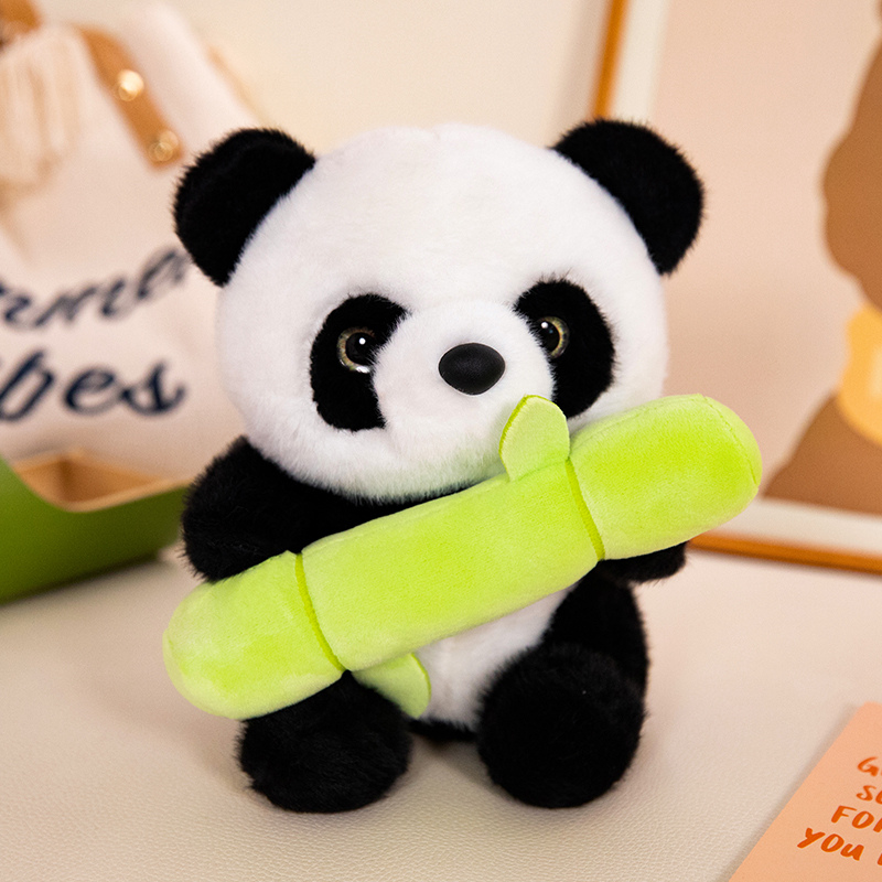 Factory direct sales of panda plush toy holding bamboo, unique design of panda for children to accompany and comfort 14
