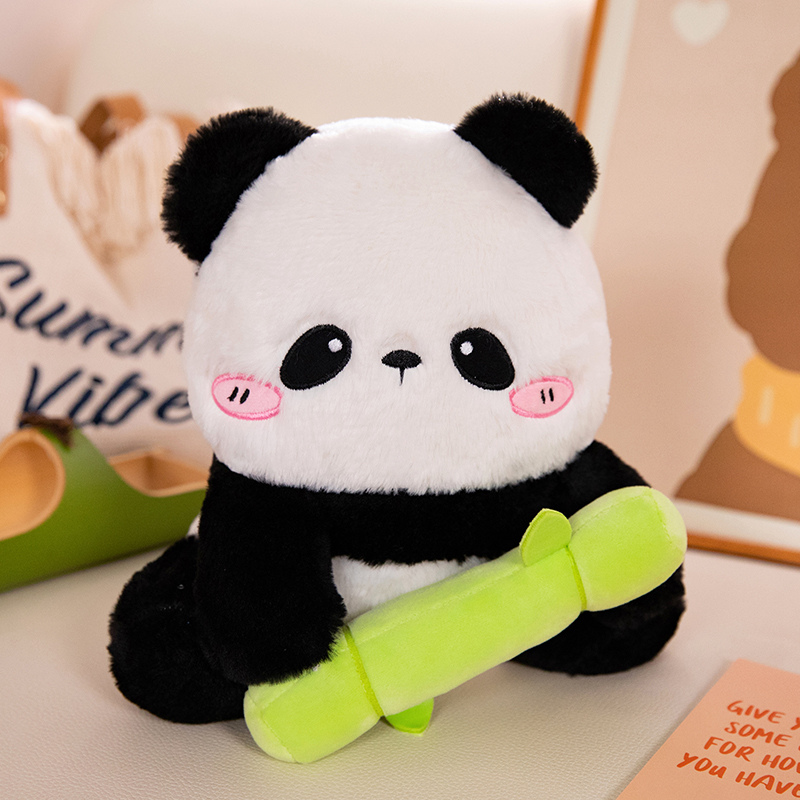 Factory direct sales of panda plush toy holding bamboo, unique design of panda for children to accompany and comfort 15