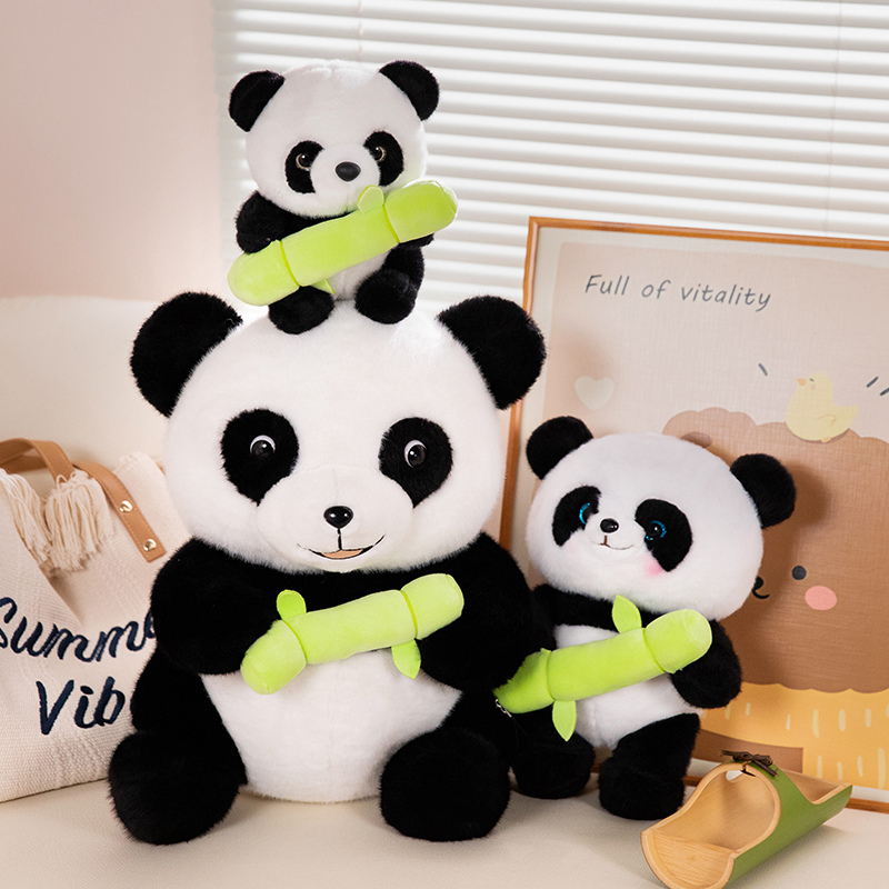 Factory direct sales of panda plush toy holding bamboo, unique design of panda for children to accompany and comfort 13