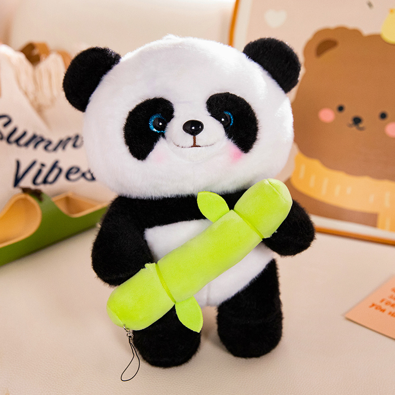 Factory direct sales of panda plush toy holding bamboo, unique design of panda for children to accompany and comfort 16