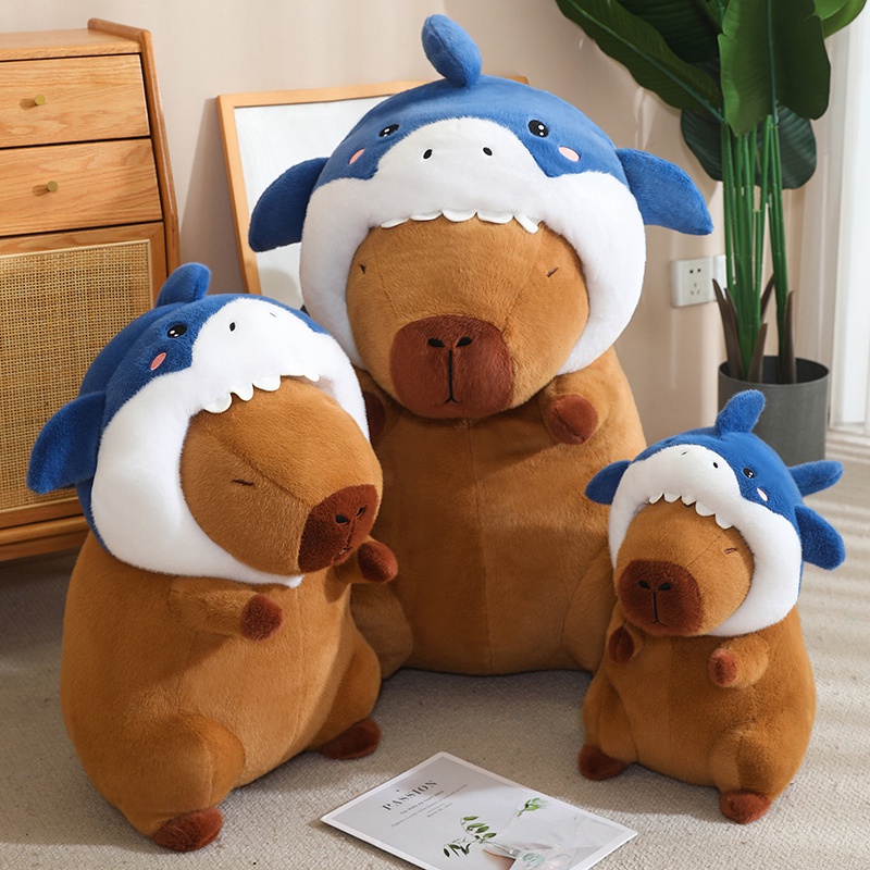 Shark Head Cover Capybara Plush Toy Creative Design Unique Shape Comfortable Fabric Three Dimensional Full 14