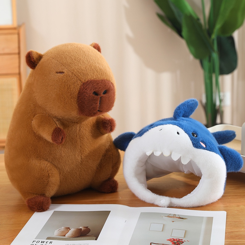 Shark Head Cover Capybara Plush Toy Creative Design Unique Shape Comfortable Fabric Three Dimensional Full 15