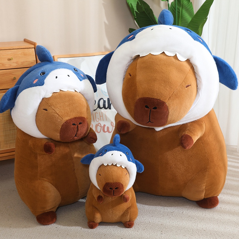 Shark Head Cover Capybara Plush Toy Creative Design Unique Shape Comfortable Fabric Three Dimensional Full 11