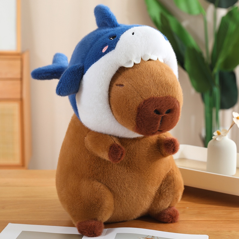 Shark Head Cover Capybara Plush Toy Creative Design Unique Shape Comfortable Fabric Three Dimensional Full 13