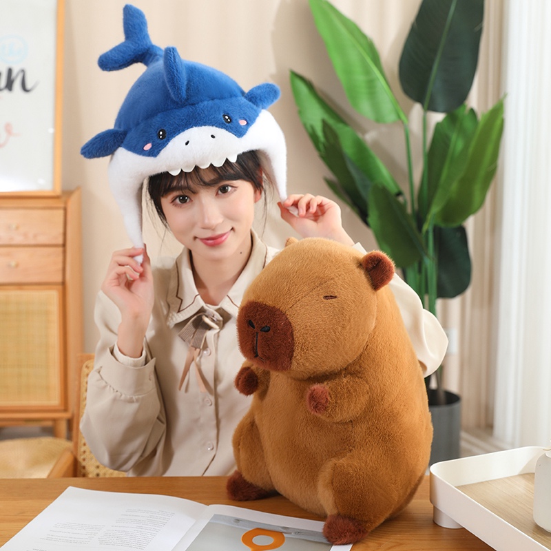 Shark Head Cover Capybara Plush Toy Creative Design Unique Shape Comfortable Fabric Three Dimensional Full 16
