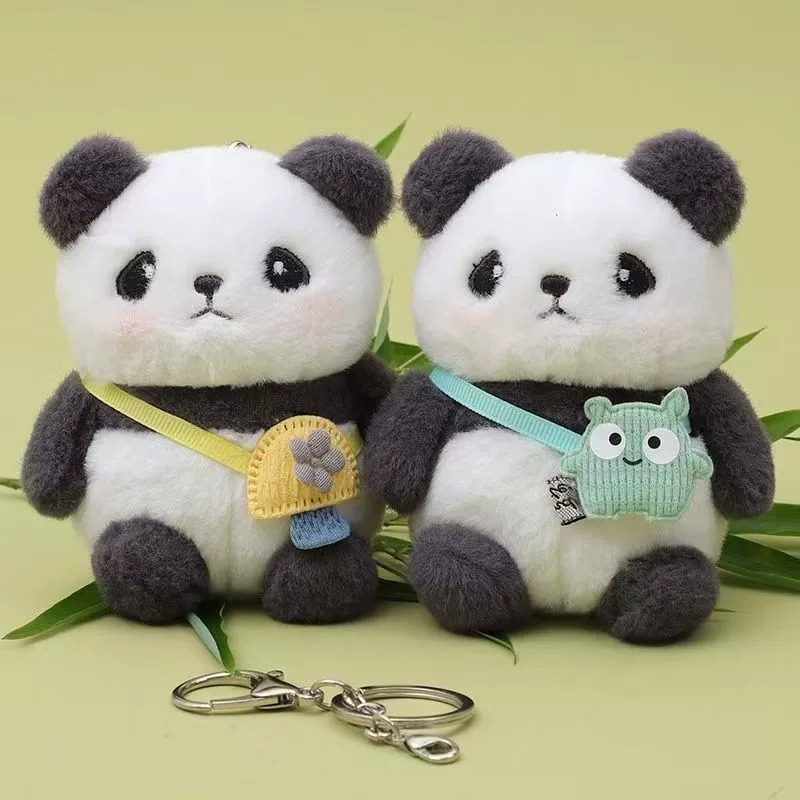 Cute Panda Plush Toy Kawaii Animal Stuffed Bag Pendant Stuffed Fur Panda Pendant Keychain Backpack Shoulder Bag Charm 9