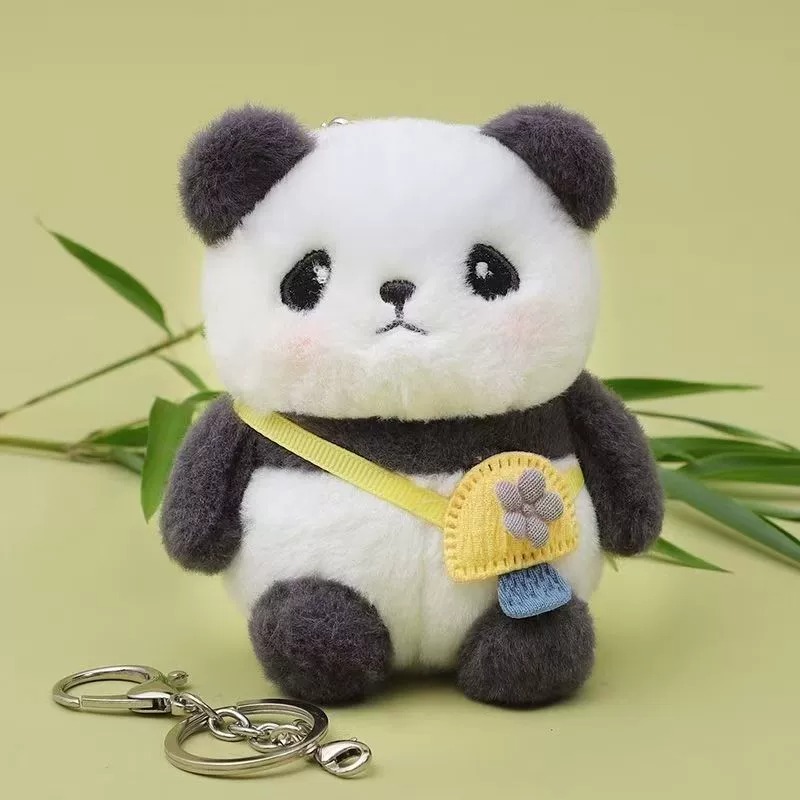 Cute Panda Plush Toy Kawaii Animal Stuffed Bag Pendant Stuffed Fur Panda Pendant Keychain Backpack Shoulder Bag Charm 10