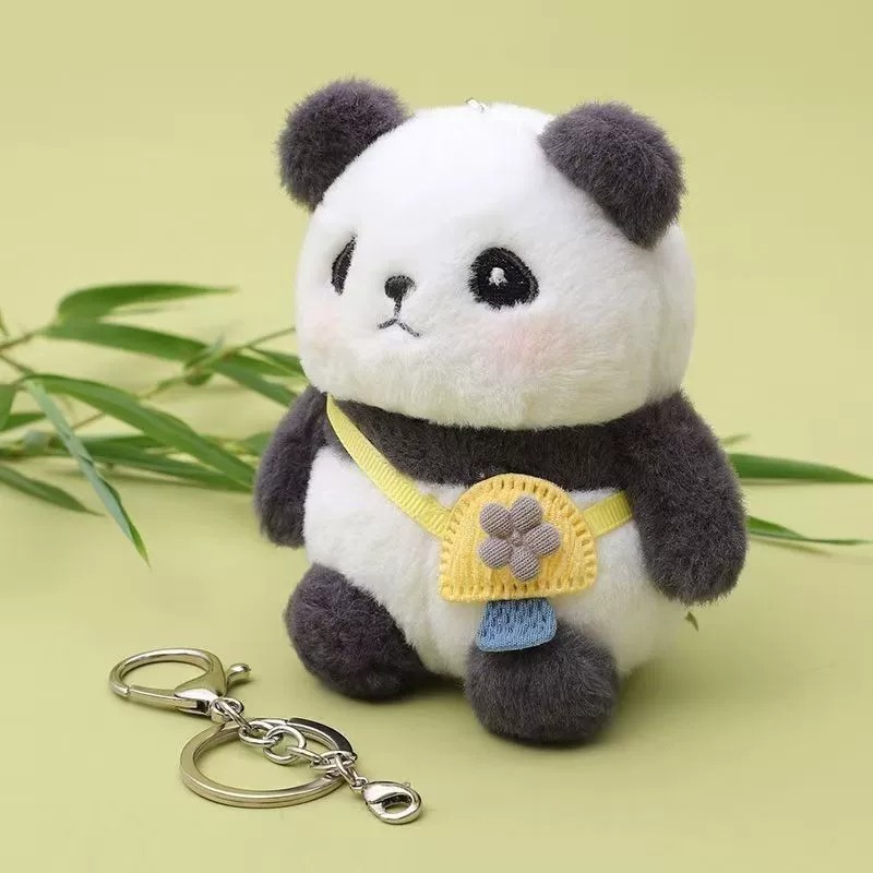 Cute Panda Plush Toy Kawaii Animal Stuffed Bag Pendant Stuffed Fur Panda Pendant Keychain Backpack Shoulder Bag Charm 11