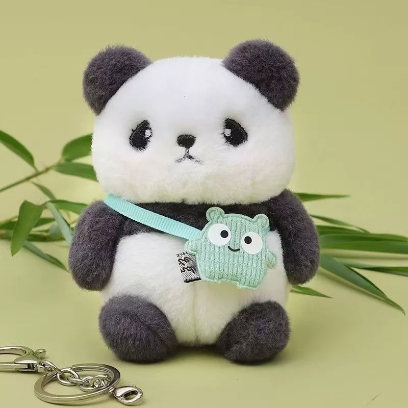 Cute Panda Plush Toy Kawaii Animal Stuffed Bag Pendant Stuffed Fur Panda Pendant Keychain Backpack Shoulder Bag Charm 12