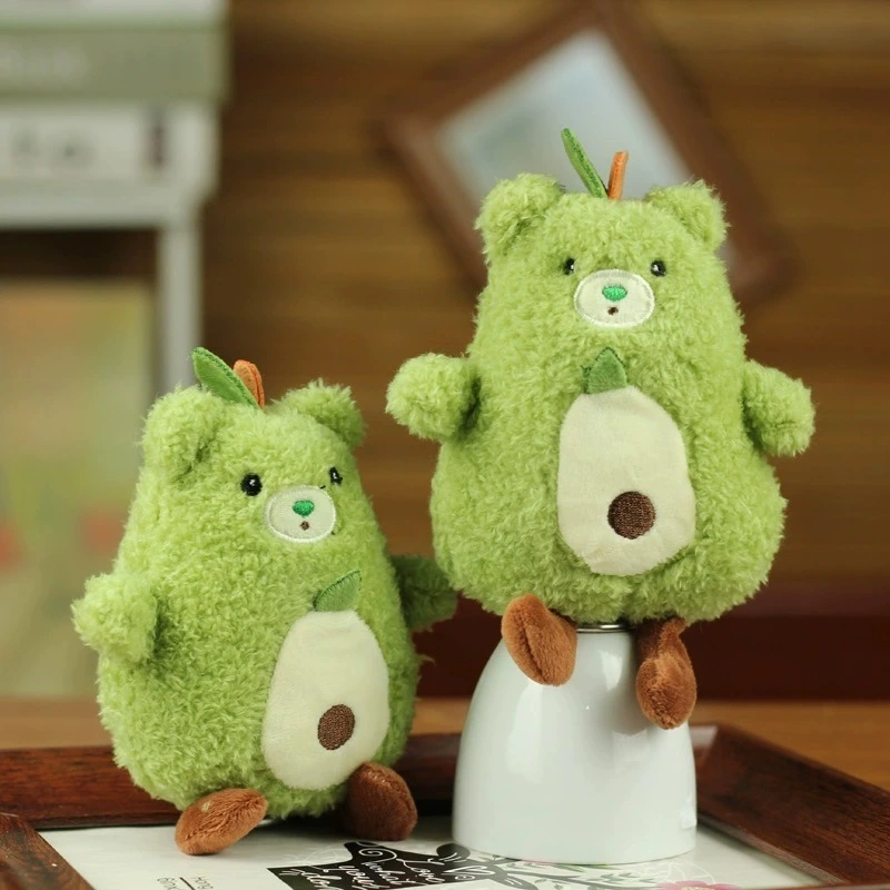 Wholesale Soft 15cm Cute Fruit  Green Teddy Bear Avocado Plushie With Embroidery Plush Keychain Stuffed Plush Toys 1