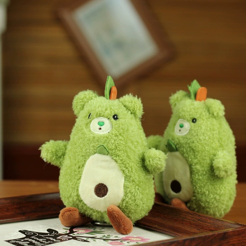 Wholesale Soft 15cm Cute Fruit  Green Teddy Bear Avocado Plushie With Embroidery Plush Keychain Stuffed Plush Toys 14