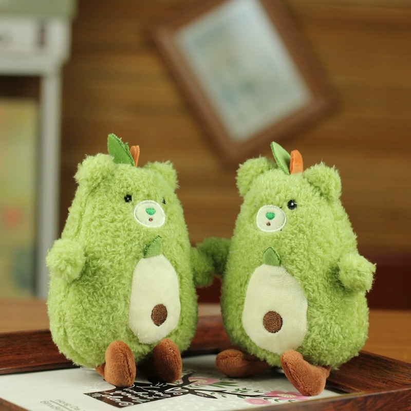 Wholesale Soft 15cm Cute Fruit  Green Teddy Bear Avocado Plushie With Embroidery Plush Keychain Stuffed Plush Toys 11