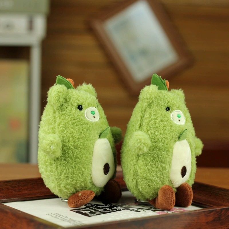 Wholesale Soft 15cm Cute Fruit  Green Teddy Bear Avocado Plushie With Embroidery Plush Keychain Stuffed Plush Toys 12