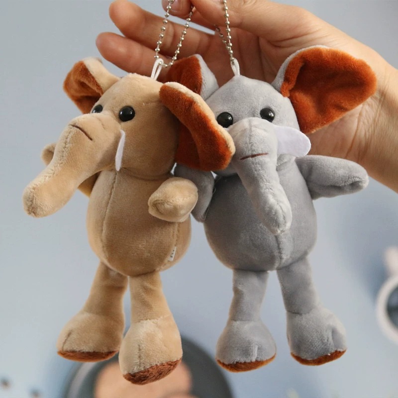 Wholesale claw machine 15cm Elephant Plush Toy Keychain Forest Anima Small Charm Pendant Accessories Zoo Gifts 13