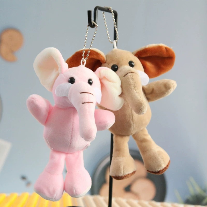 Wholesale claw machine 15cm Elephant Plush Toy Keychain Forest Anima Small Charm Pendant Accessories Zoo Gifts 12