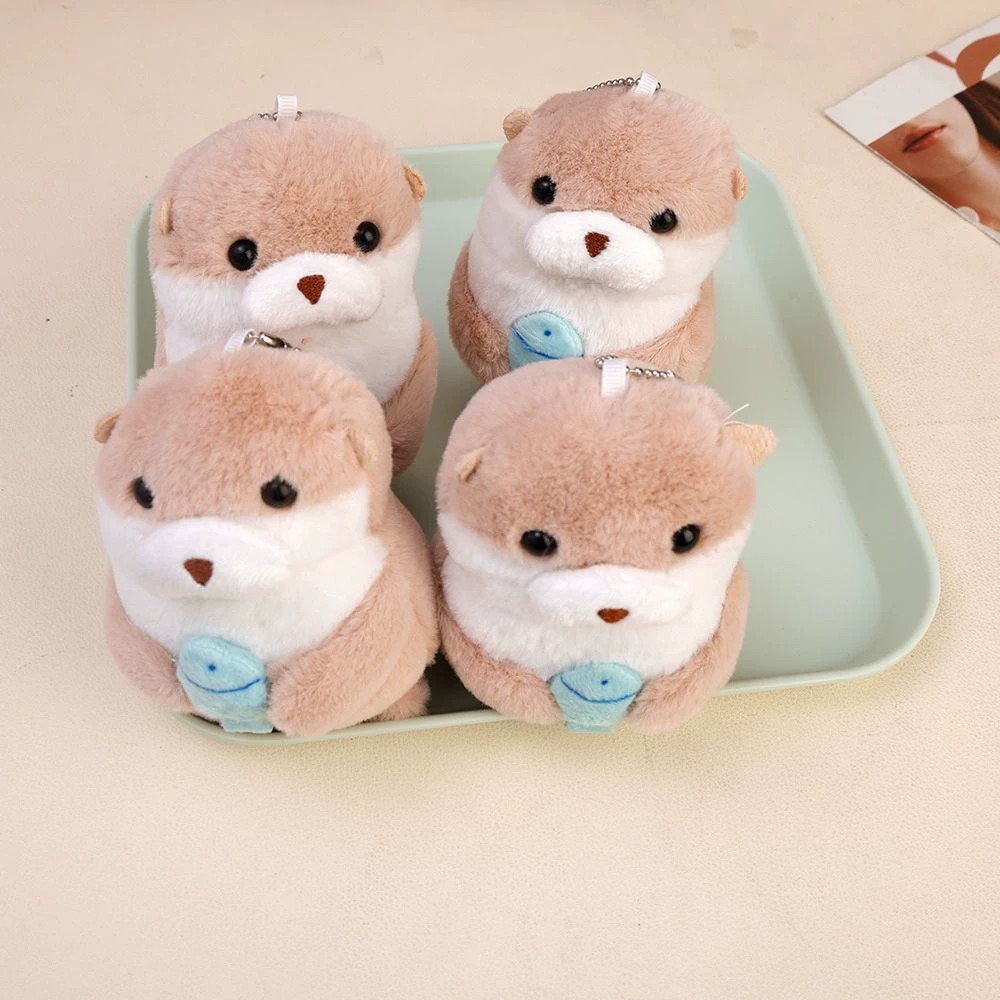 12CM Cute Design Fluffy Otter Plush Toy Plush Keychains Stuffed Animal Toys For Backpack Bag Charm Christmas Gift 10