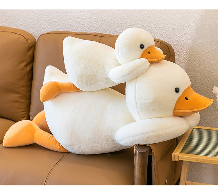 Hot Selling Yellow And White High Quality Goose Plush Toy Cute Lying Adorable Stuffed Animal Children Gift Home Decor 12