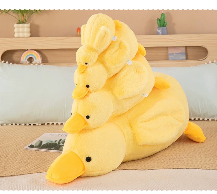 Hot Selling Yellow And White High Quality Goose Plush Toy Cute Lying Adorable Stuffed Animal Children Gift Home Decor 13