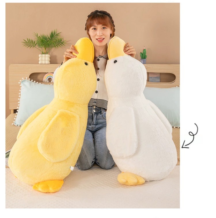 Hot Selling Yellow And White High Quality Goose Plush Toy Cute Lying Adorable Stuffed Animal Children Gift Home Decor 16