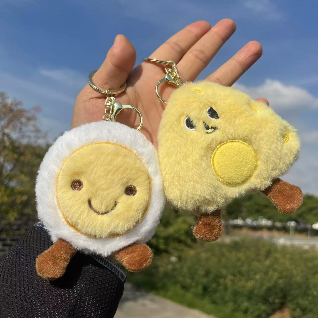 Wholesale Breakfast Series Catnip Poached Eggs And Cheese Plush Keychain Bag Pendant with Cartoon Doll Accessories Gifts 14