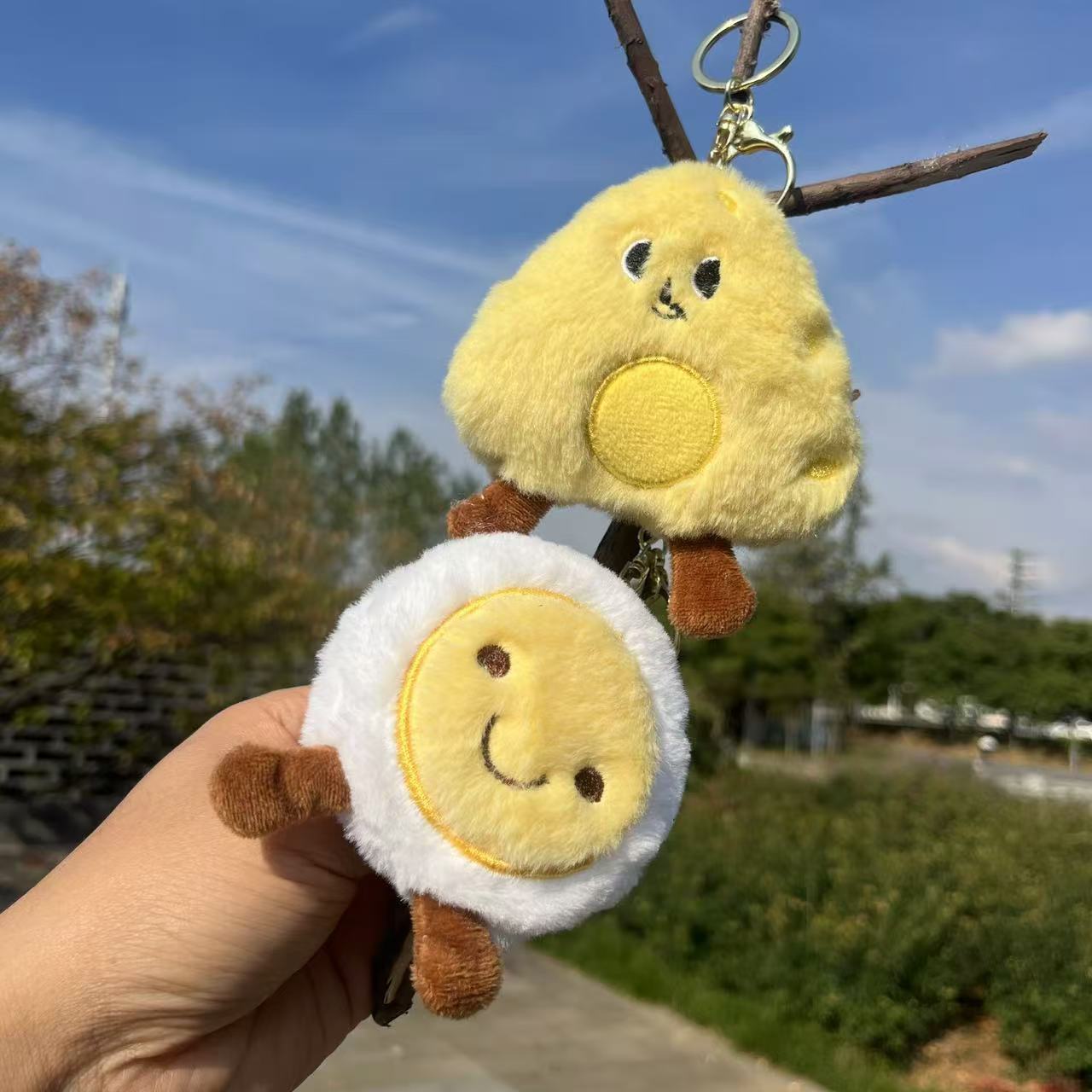 Wholesale Breakfast Series Catnip Poached Eggs And Cheese Plush Keychain Bag Pendant with Cartoon Doll Accessories Gifts 13