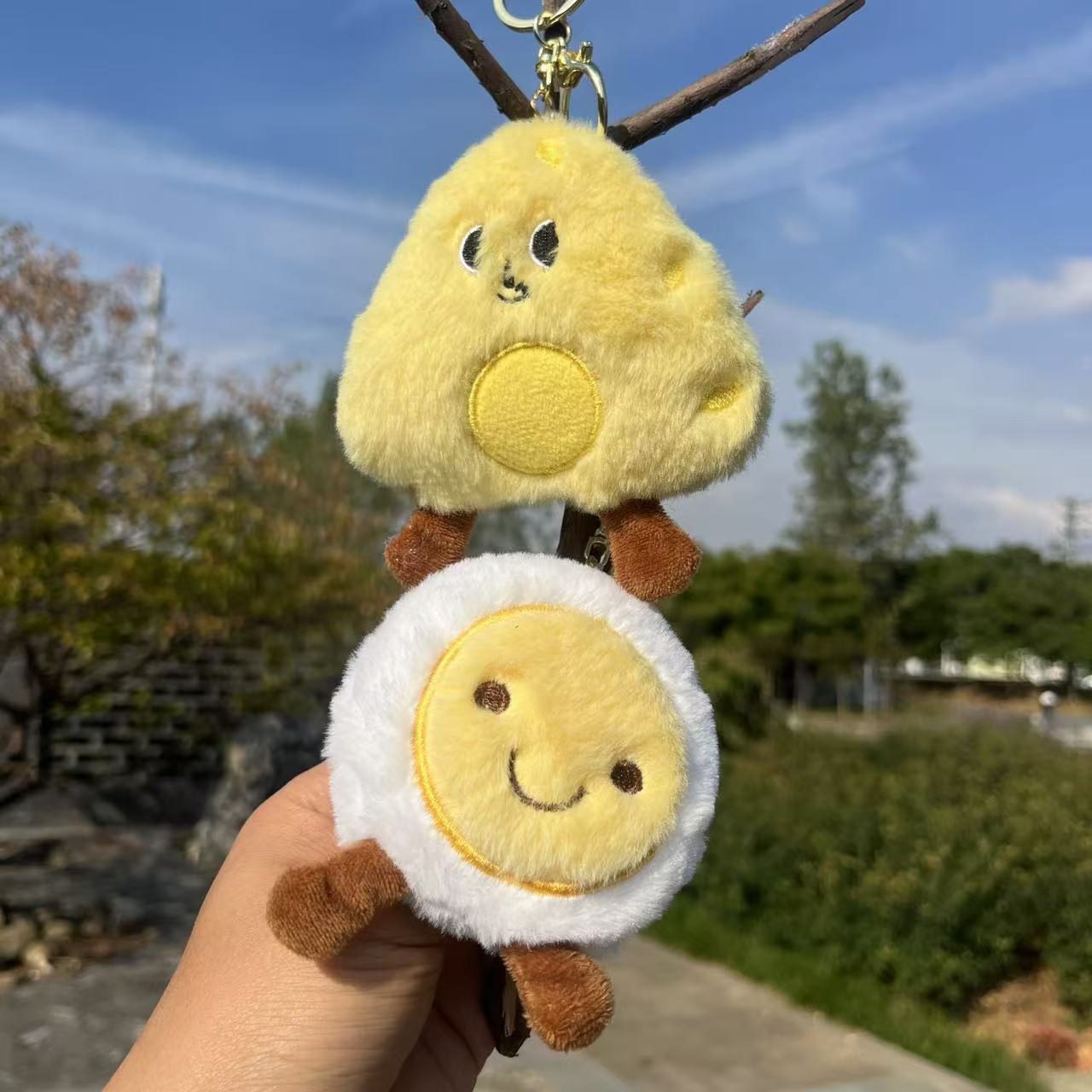 Wholesale Breakfast Series Catnip Poached Eggs And Cheese Plush Keychain Bag Pendant with Cartoon Doll Accessories Gifts 11