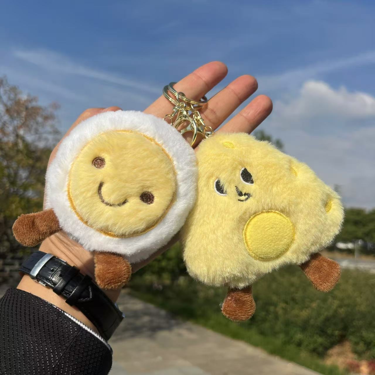 Wholesale Breakfast Series Catnip Poached Eggs And Cheese Plush Keychain Bag Pendant with Cartoon Doll Accessories Gifts 10