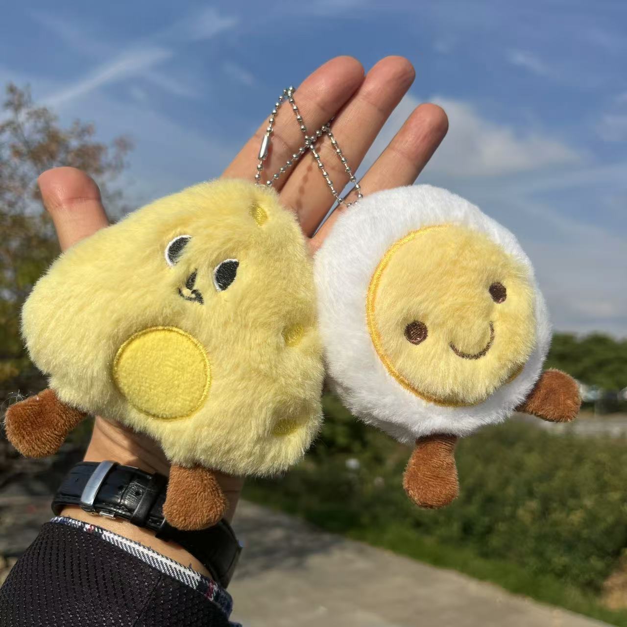 Wholesale Breakfast Series Catnip Poached Eggs And Cheese Plush Keychain Bag Pendant with Cartoon Doll Accessories Gifts 12