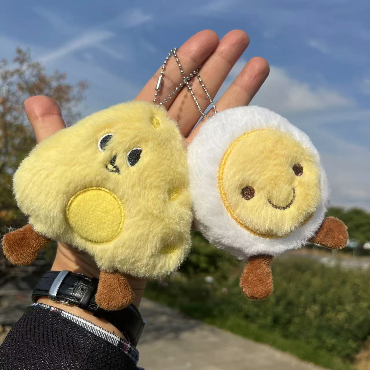 Wholesale Breakfast Series Catnip Poached Eggs And Cheese Plush Keychain Bag Pendant with Cartoon Doll Accessories Gifts 15