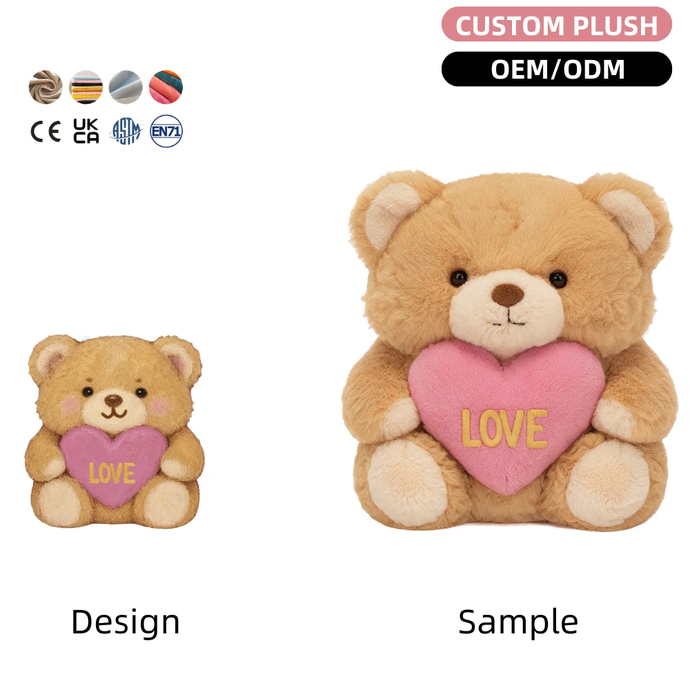 Factory Custom Valentine's Day Plush Teddy Bear Add Letters Wholesale Cute Soft Stuffed Bear With Red Heart Couple Gifts 1