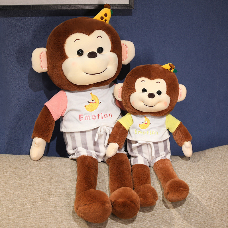 Monkey soft toy, monkey banana plush toy, creative design, cute monkey wearing clothes, accompanying gift for children 11